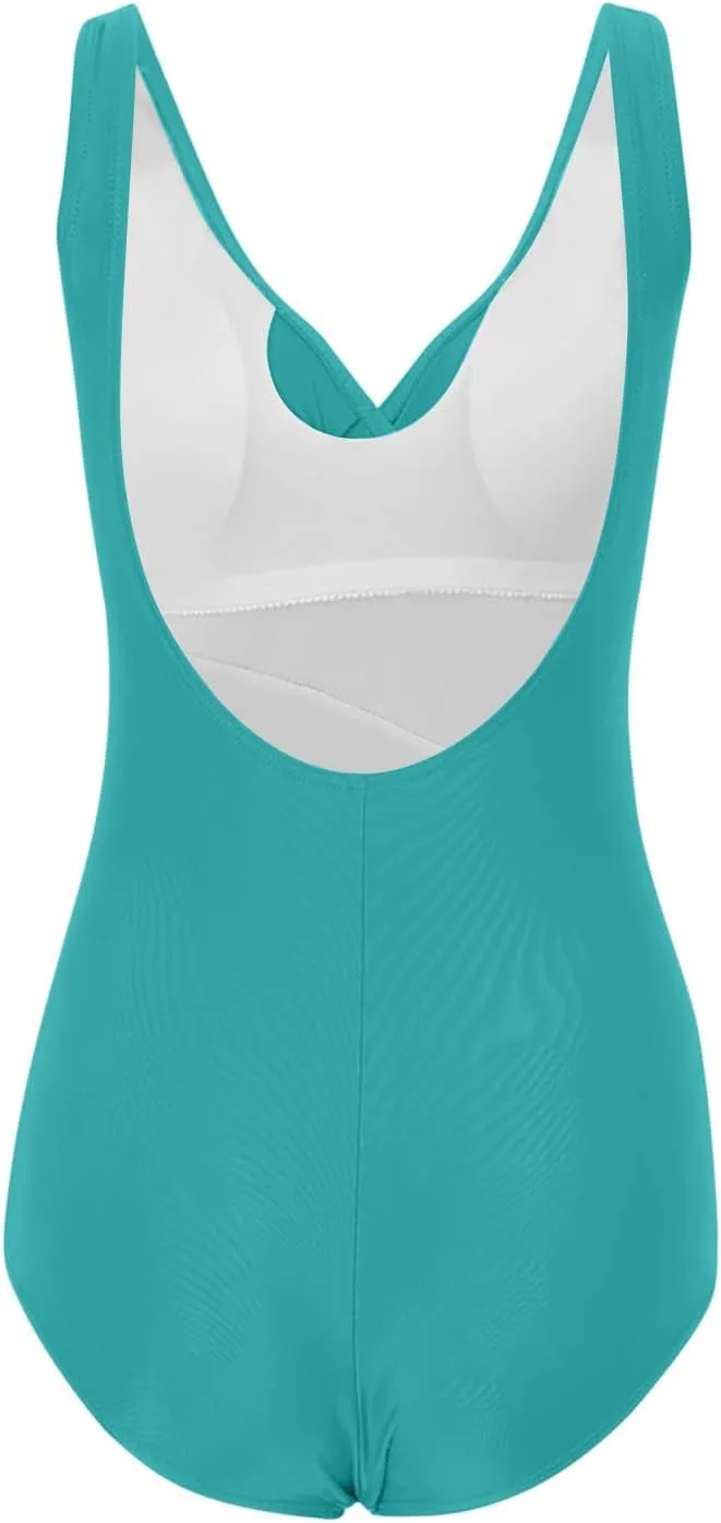 Womens Tummy Control Bathing Suit Fashion Solid Sexy Backless One Piece Swimsuit Beach Party Plus Size Swim Suits