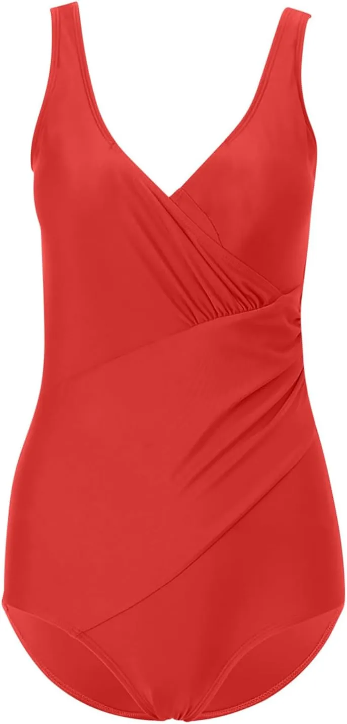 Womens Tummy Control Bathing Suit Fashion Solid Sexy Backless One Piece Swimsuit Beach Party Plus Size Swim Suits