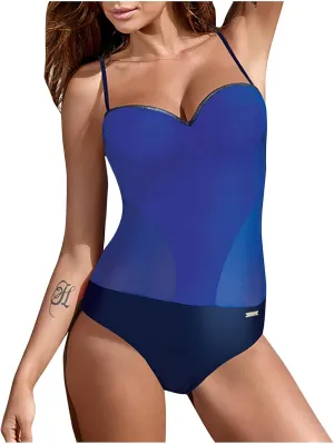 Womens Tummy Control One Piece Swimsuits Sexy Mesh Bathing Suits Color Block Slimming Monokini Swimwear Swimming Suits