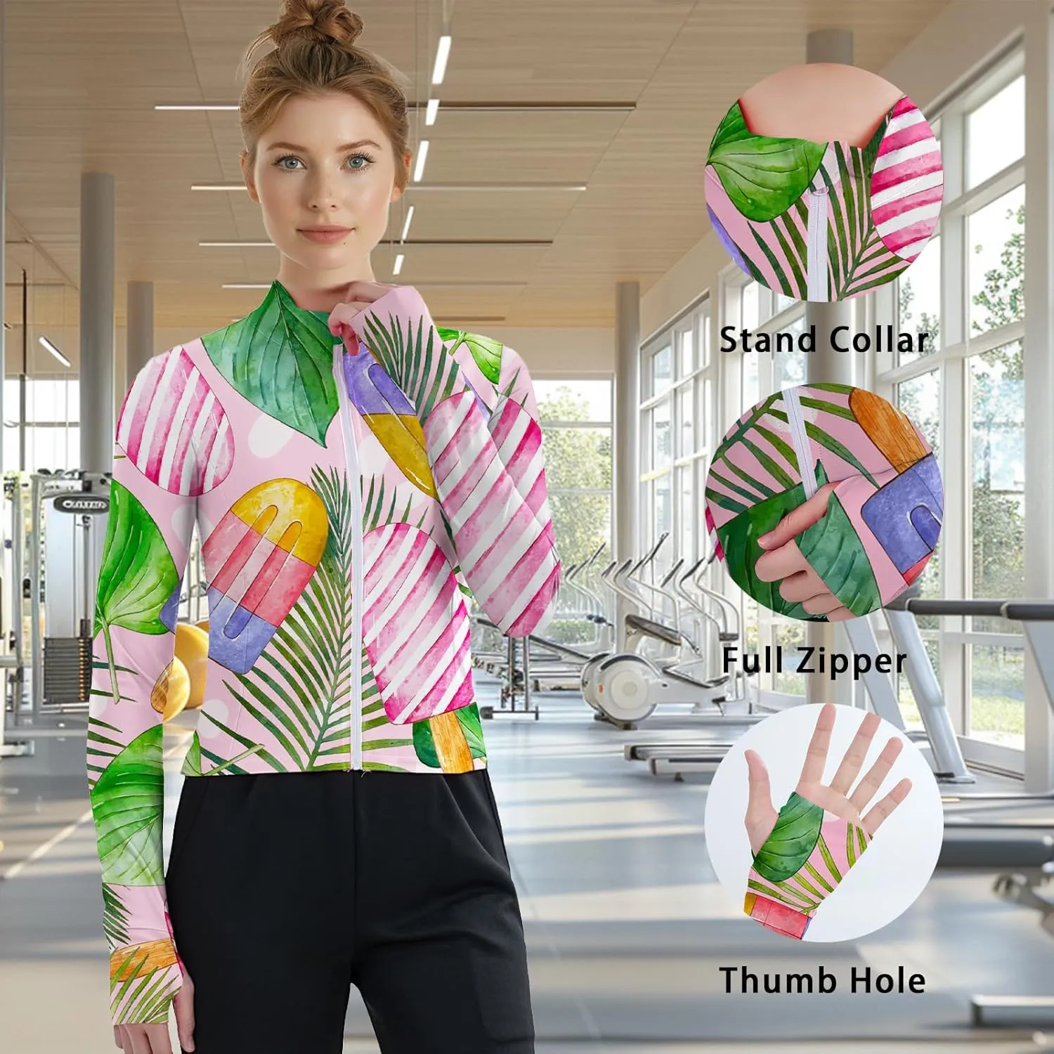 Women's UPF 50  Lightweight Athletic Jacket Sun Protection Full Zip Long Sleeve Shirts Hiking Outdoor