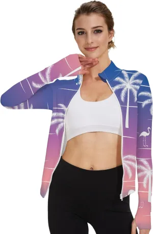 Women's UPF 50  Lightweight Athletic Jacket Sun Protection Full Zip Long Sleeve Shirts Hiking Outdoor