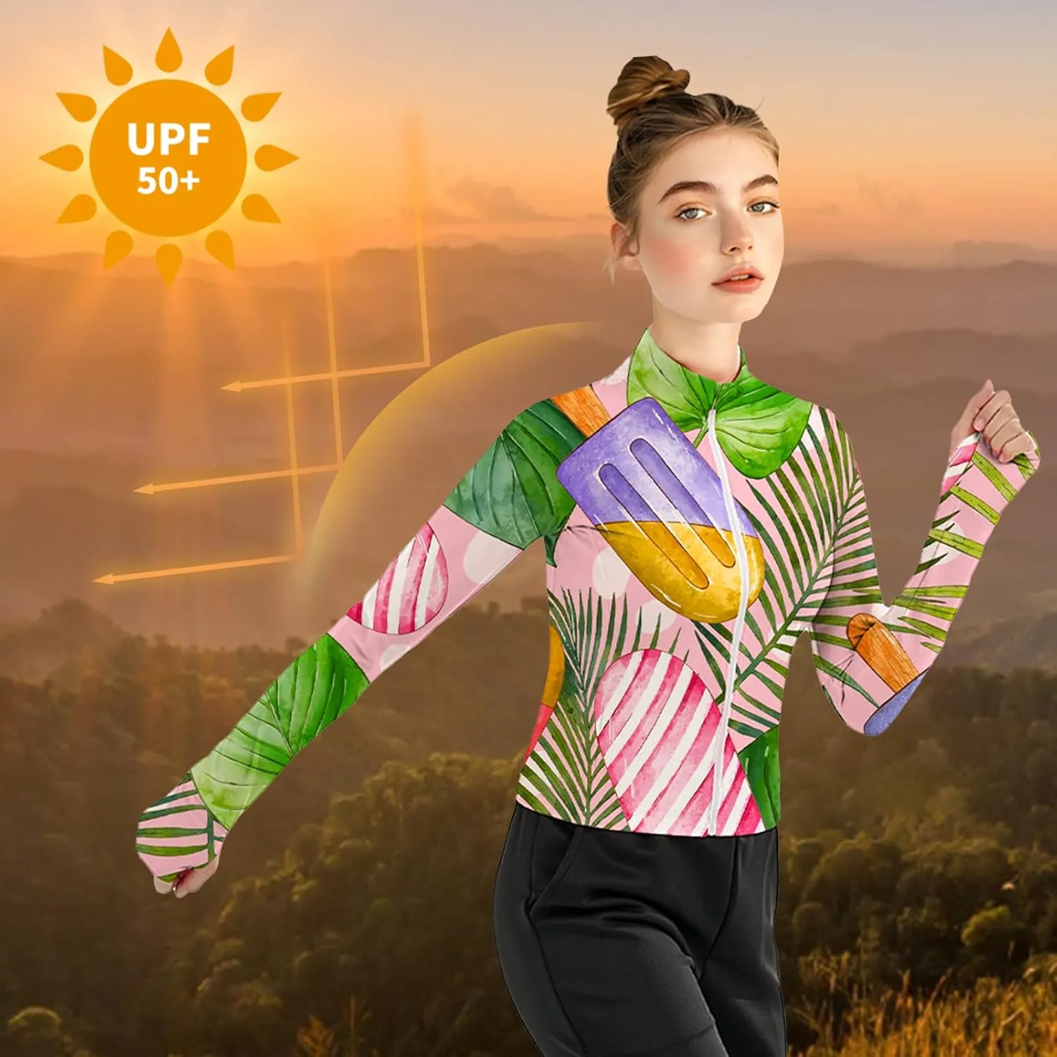 Women's UPF 50  Lightweight Athletic Jacket Sun Protection Full Zip Long Sleeve Shirts Hiking Outdoor