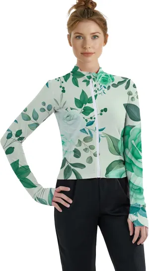 Women's UPF 50  Lightweight Athletic Jacket Sun Protection Full Zip Long Sleeve Shirts Hiking Outdoor