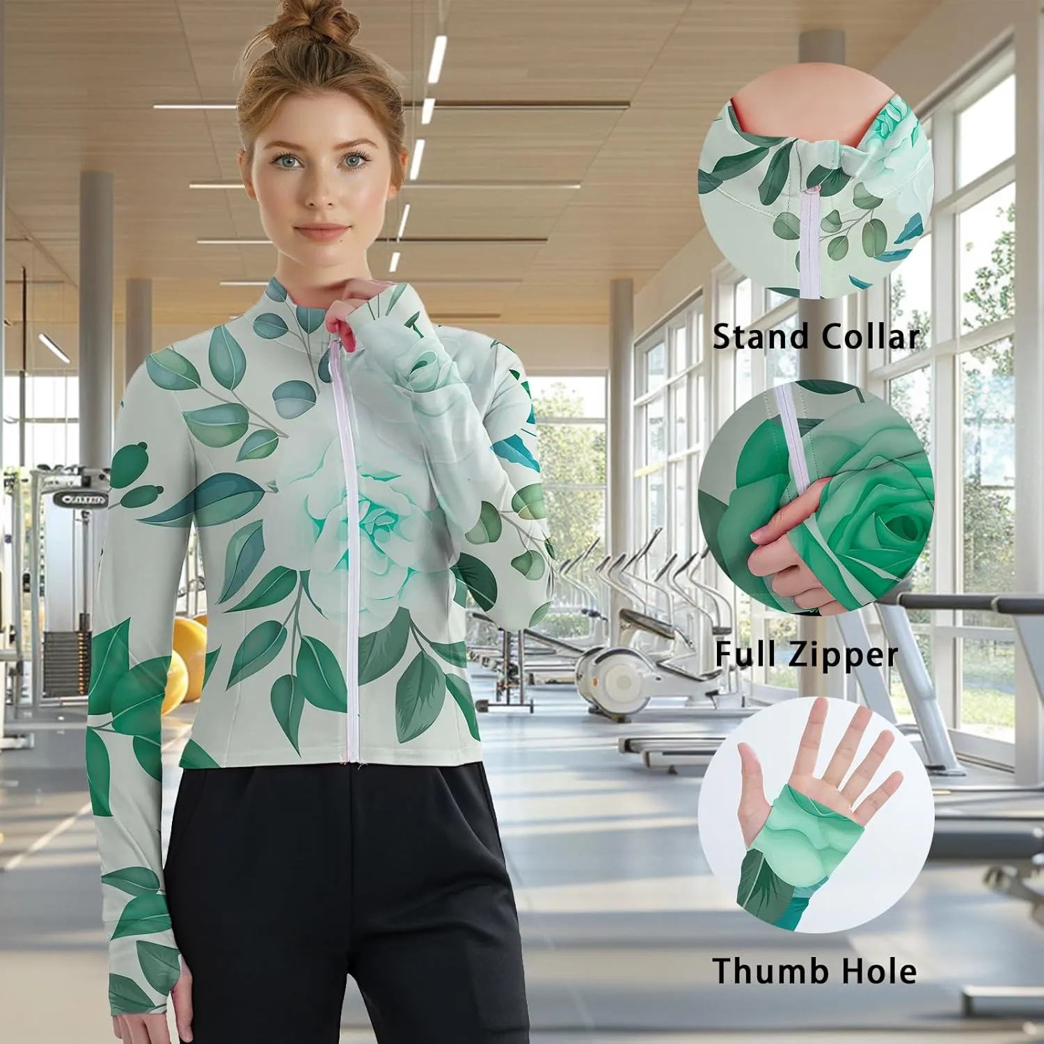 Women's UPF 50  Lightweight Athletic Jacket Sun Protection Full Zip Long Sleeve Shirts Hiking Outdoor