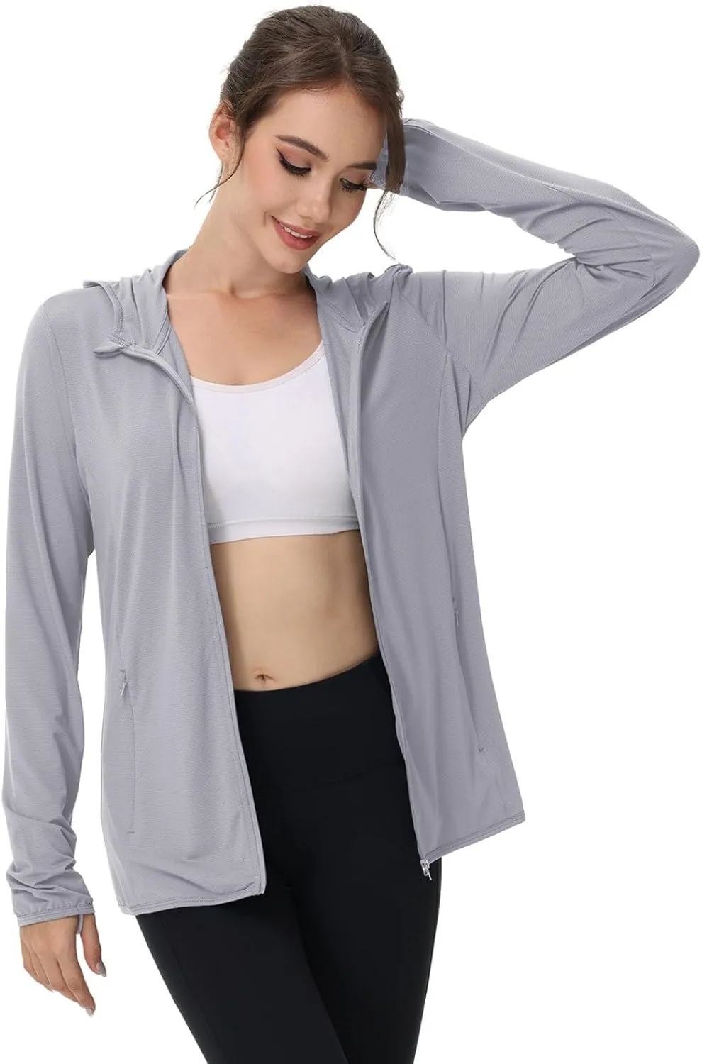 Women's UPF Sun Protection Shirts SPF Jacket UV Cooling Hoodie Long Sleeve Zip Up Summer Clothing for Outdoor Hiking