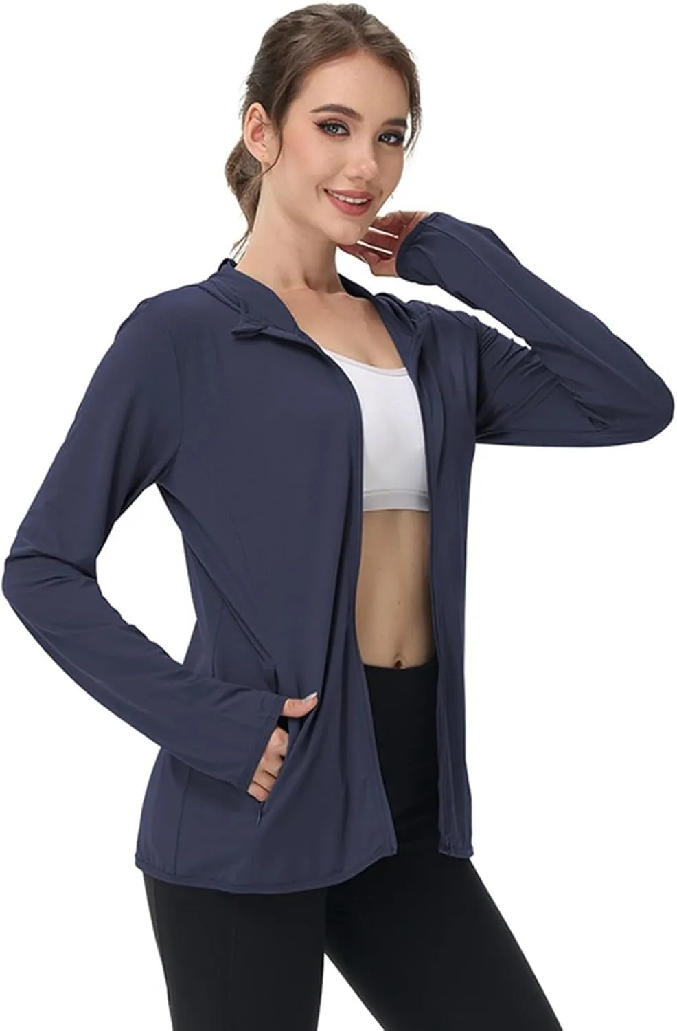 Women's UPF Sun Protection Shirts SPF Jacket UV Cooling Hoodie Long Sleeve Zip Up Summer Clothing for Outdoor Hiking