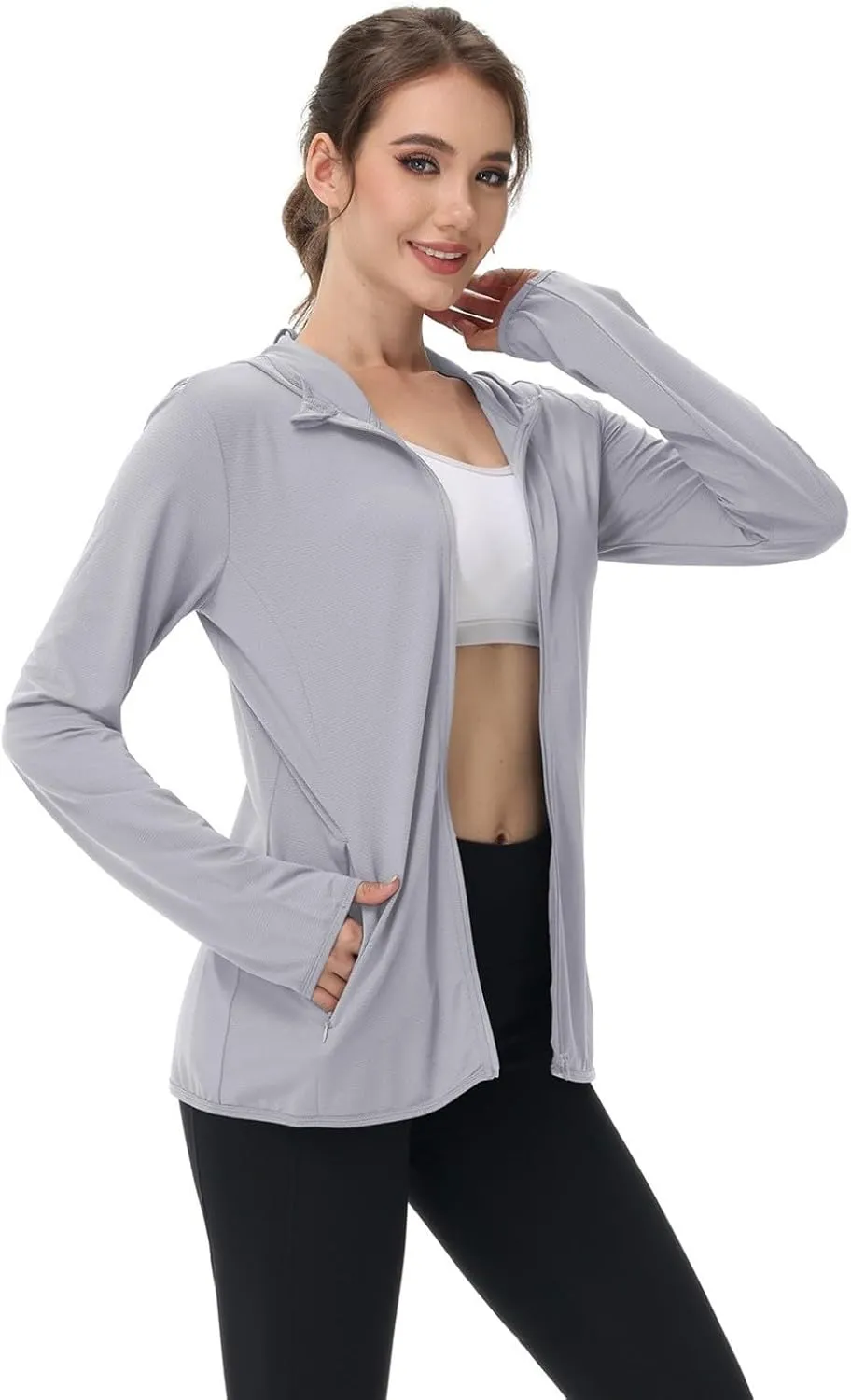 Women's UPF Sun Protection Shirts SPF Jacket UV Cooling Hoodie Long Sleeve Zip Up Summer Clothing for Outdoor Hiking