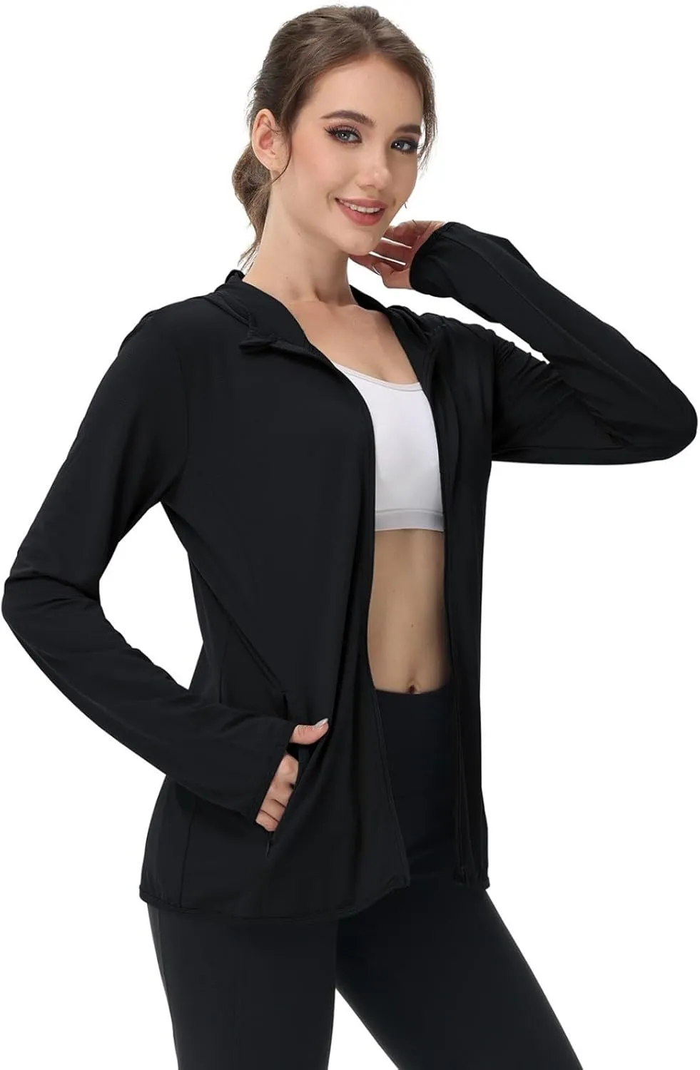 Women's UPF Sun Protection Shirts SPF Jacket UV Cooling Hoodie Long Sleeve Zip Up Summer Clothing for Outdoor Hiking