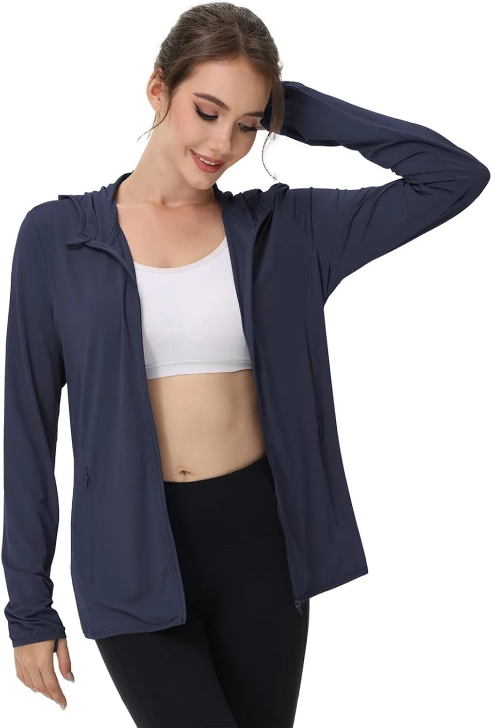 Women's UPF Sun Protection Shirts SPF Jacket UV Cooling Hoodie Long Sleeve Zip Up Summer Clothing for Outdoor Hiking