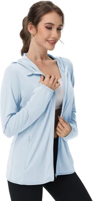Women's UPF Sun Protection Shirts SPF Jacket UV Cooling Hoodie Long Sleeve Zip Up Summer Clothing for Outdoor Hiking