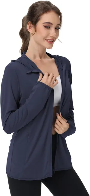 Women's UPF Sun Protection Shirts SPF Jacket UV Cooling Hoodie Long Sleeve Zip Up Summer Clothing for Outdoor Hiking