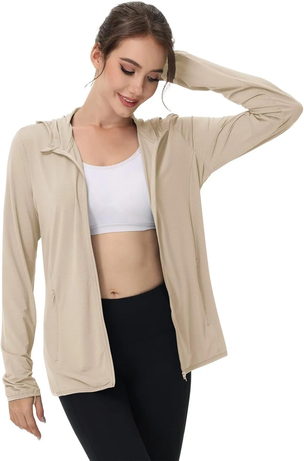 Women's UPF Sun Protection Shirts SPF Jacket UV Cooling Hoodie Long Sleeve Zip Up Summer Clothing for Outdoor Hiking