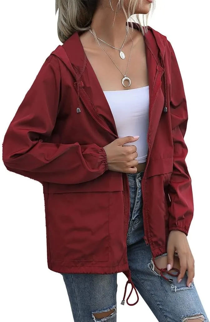 Women's Waterproof Rain Jacket Lightweight Hooded Raincoat for Hiking Travel Outdoor Windbreaker Travel Jacket (S-2XL)