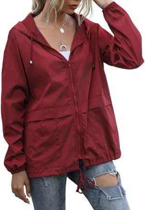 Women's Waterproof Rain Jacket Lightweight Hooded Raincoat for Hiking Travel Outdoor Windbreaker Travel Jacket (S-2XL)
