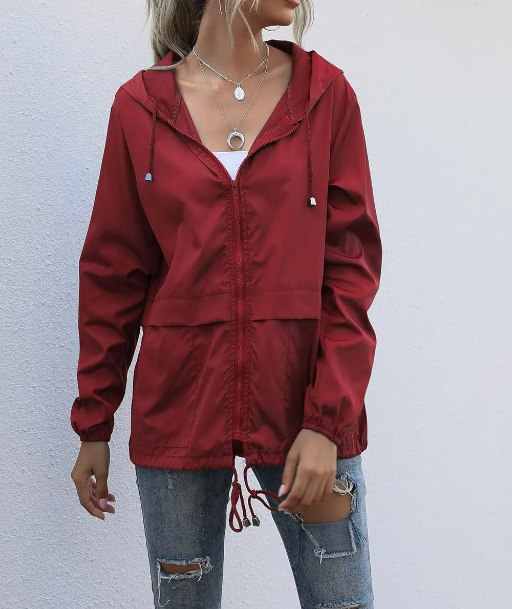 Women's Waterproof Rain Jacket Lightweight Hooded Raincoat for Hiking Travel Outdoor Windbreaker Travel Jacket (S-2XL)