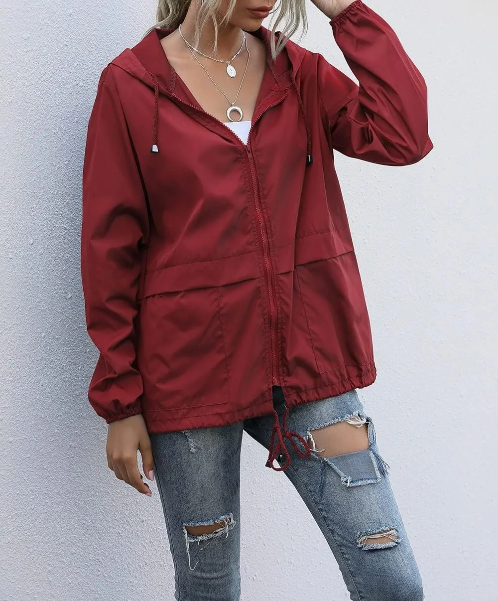 Women's Waterproof Rain Jacket Lightweight Hooded Raincoat for Hiking Travel Outdoor Windbreaker Travel Jacket (S-2XL)