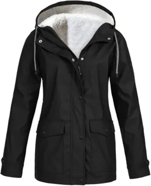 Women's Winter Raincoats Waterproof Jackets Furry Sherpa Lined Jackets Fleece Ski Jackets Warm Hiking Coat Outerwear