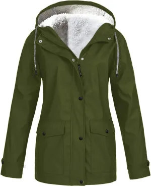 Women's Winter Raincoats Waterproof Jackets Furry Sherpa Lined Jackets Fleece Ski Jackets Warm Hiking Coat Outerwear