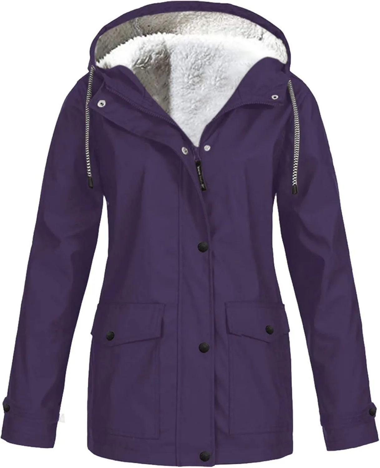 Women's Winter Raincoats Waterproof Jackets Furry Sherpa Lined Jackets Fleece Ski Jackets Warm Hiking Coat Outerwear