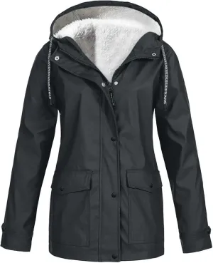 Women's Winter Raincoats Waterproof Jackets Furry Sherpa Lined Jackets Fleece Ski Jackets Warm Hiking Coat Outerwear