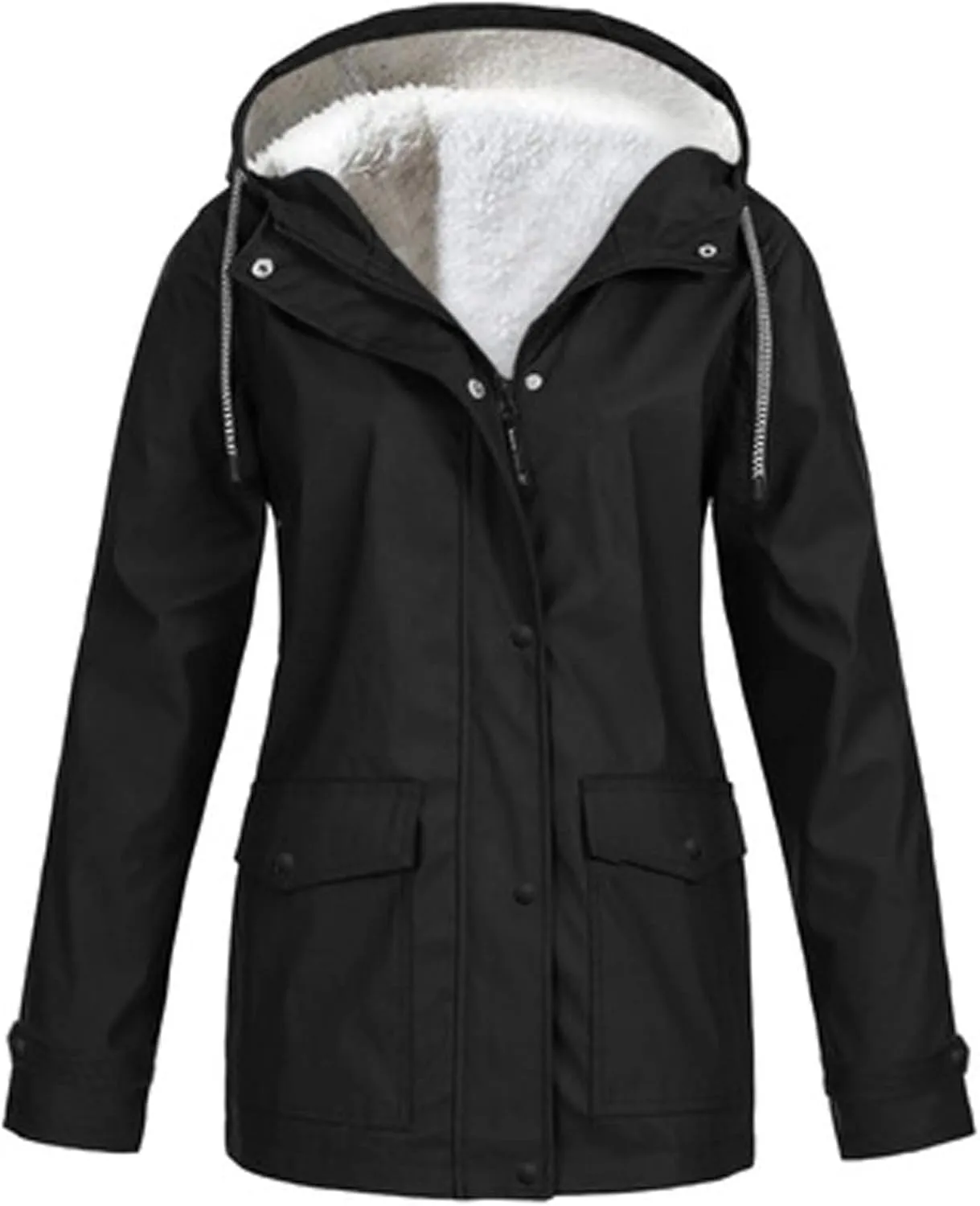 Women's Winter Raincoats Waterproof Jackets Furry Sherpa Lined Jackets Fleece Ski Jackets Warm Hiking Coat Outerwear