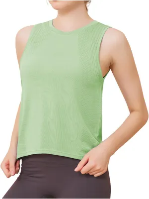 Womens Workout Tank Tops High Neck Double Lined Sports Tops Sleeveless Athletic Yoga Shirts Cool-Dry Fitness Clothes
