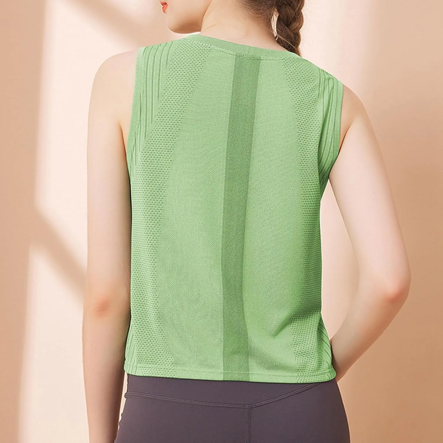 Womens Workout Tank Tops High Neck Double Lined Sports Tops Sleeveless Athletic Yoga Shirts Cool-Dry Fitness Clothes