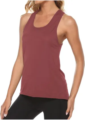 Womens Workout Tops Racerback Running Yoga Tank Tops Scoop Neck Exercise Athletic Shirts Sleeveless Gym Clothes
