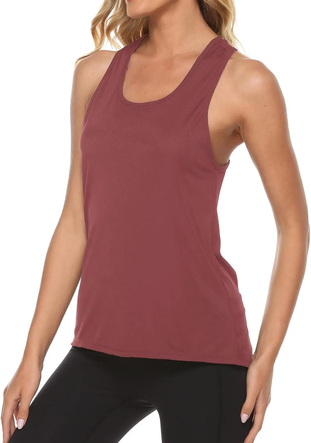 Womens Workout Tops Racerback Running Yoga Tank Tops Scoop Neck Exercise Athletic Shirts Sleeveless Gym Clothes