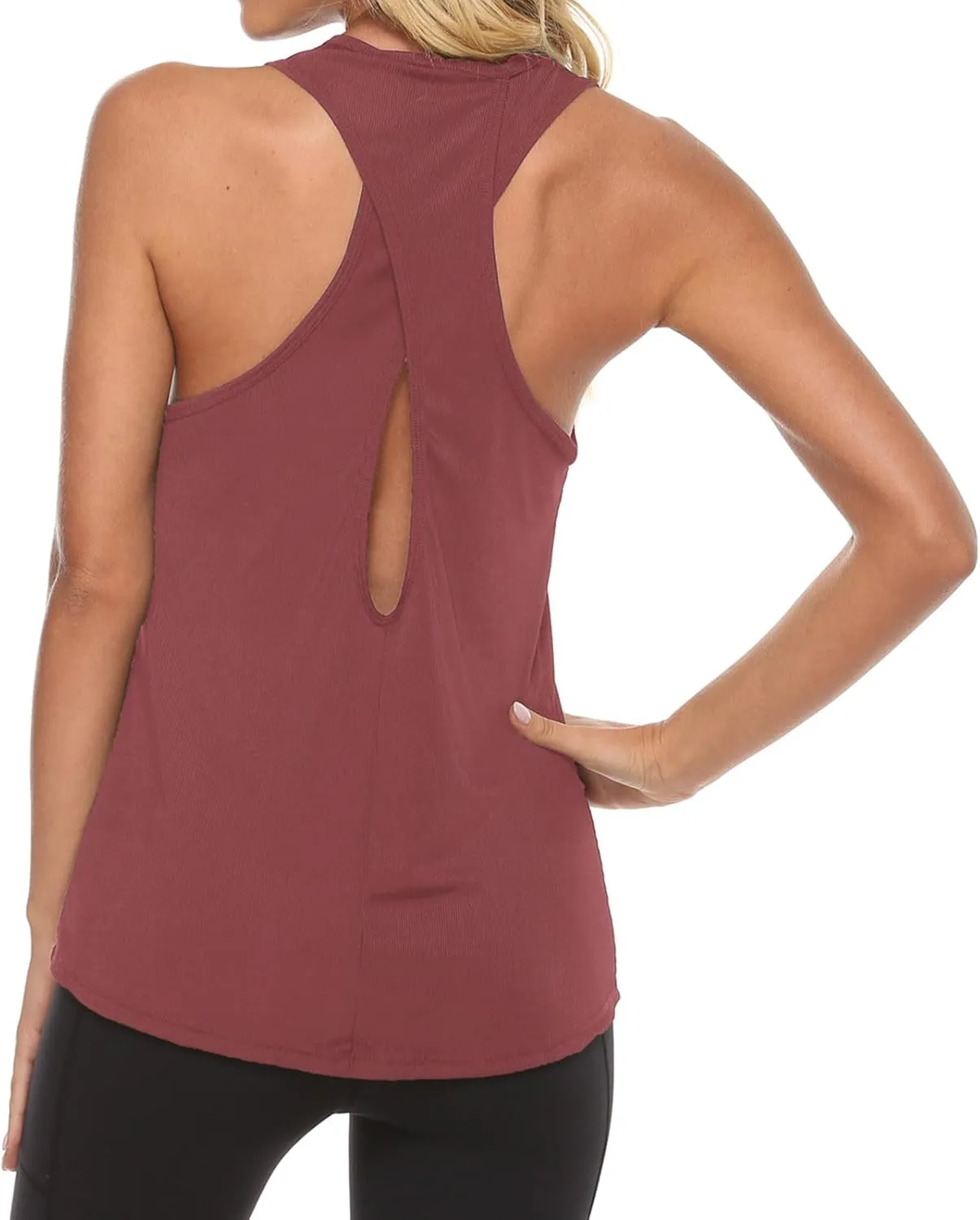 Womens Workout Tops Racerback Running Yoga Tank Tops Scoop Neck Exercise Athletic Shirts Sleeveless Gym Clothes