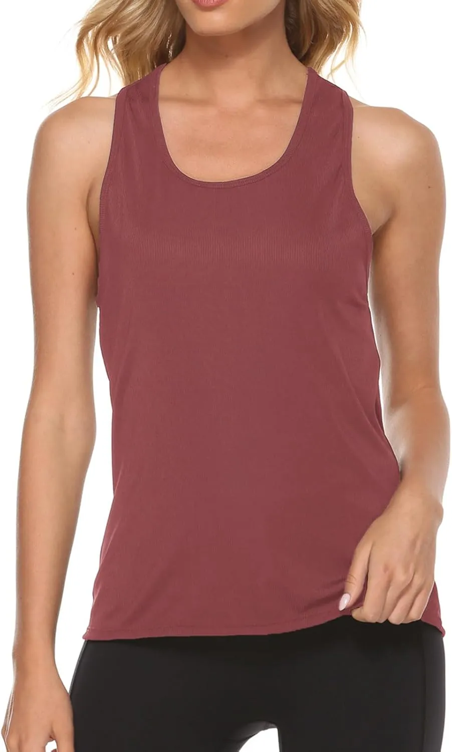 Womens Workout Tops Racerback Running Yoga Tank Tops Scoop Neck Exercise Athletic Shirts Sleeveless Gym Clothes