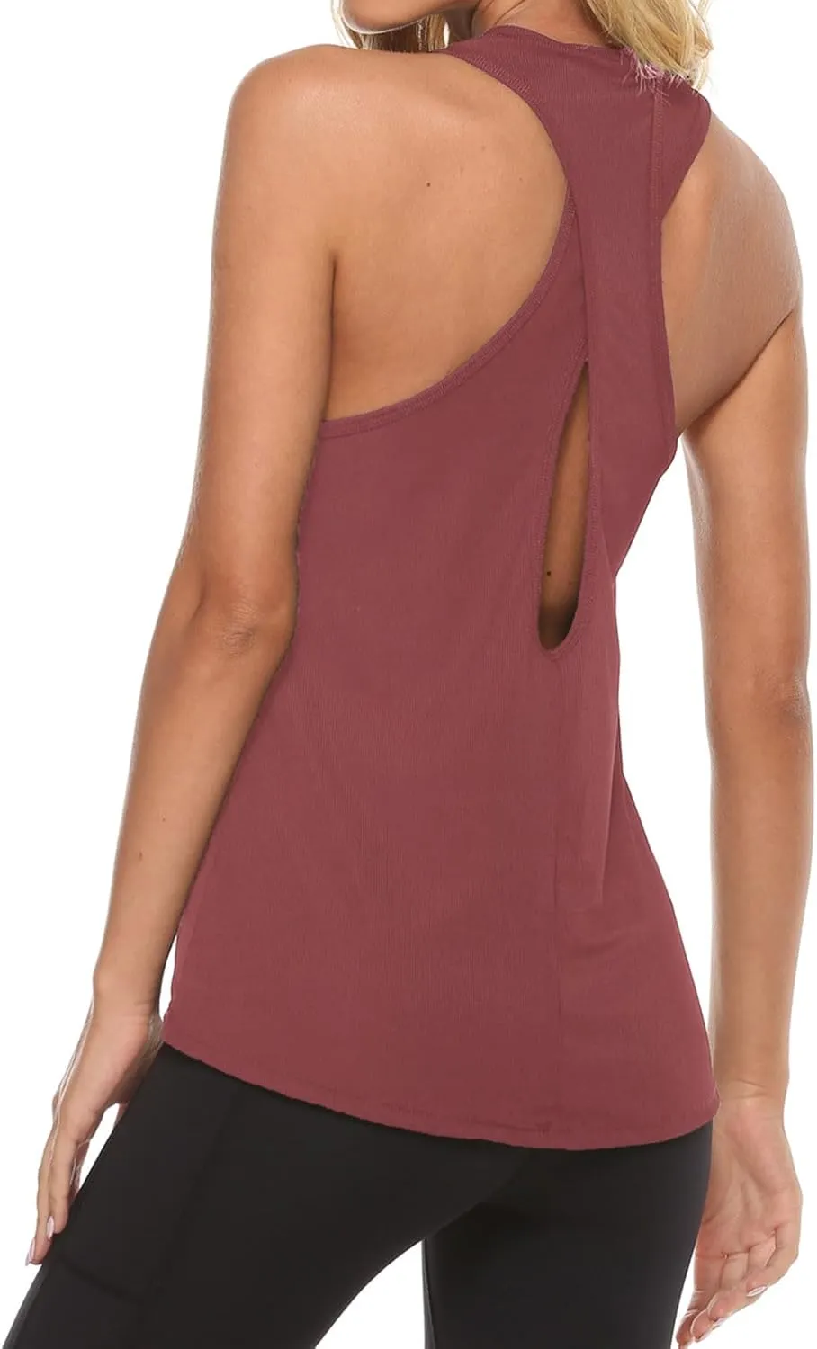 Womens Workout Tops Racerback Running Yoga Tank Tops Scoop Neck Exercise Athletic Shirts Sleeveless Gym Clothes