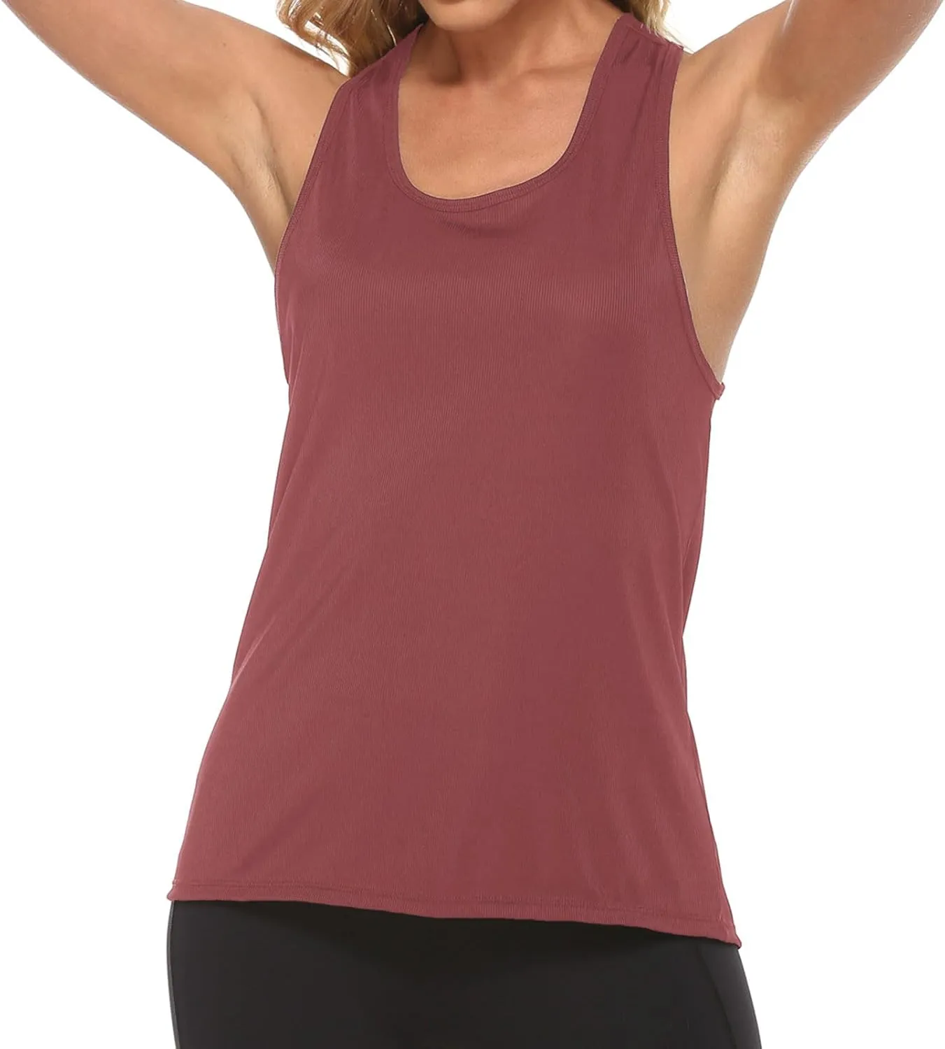 Womens Workout Tops Racerback Running Yoga Tank Tops Scoop Neck Exercise Athletic Shirts Sleeveless Gym Clothes