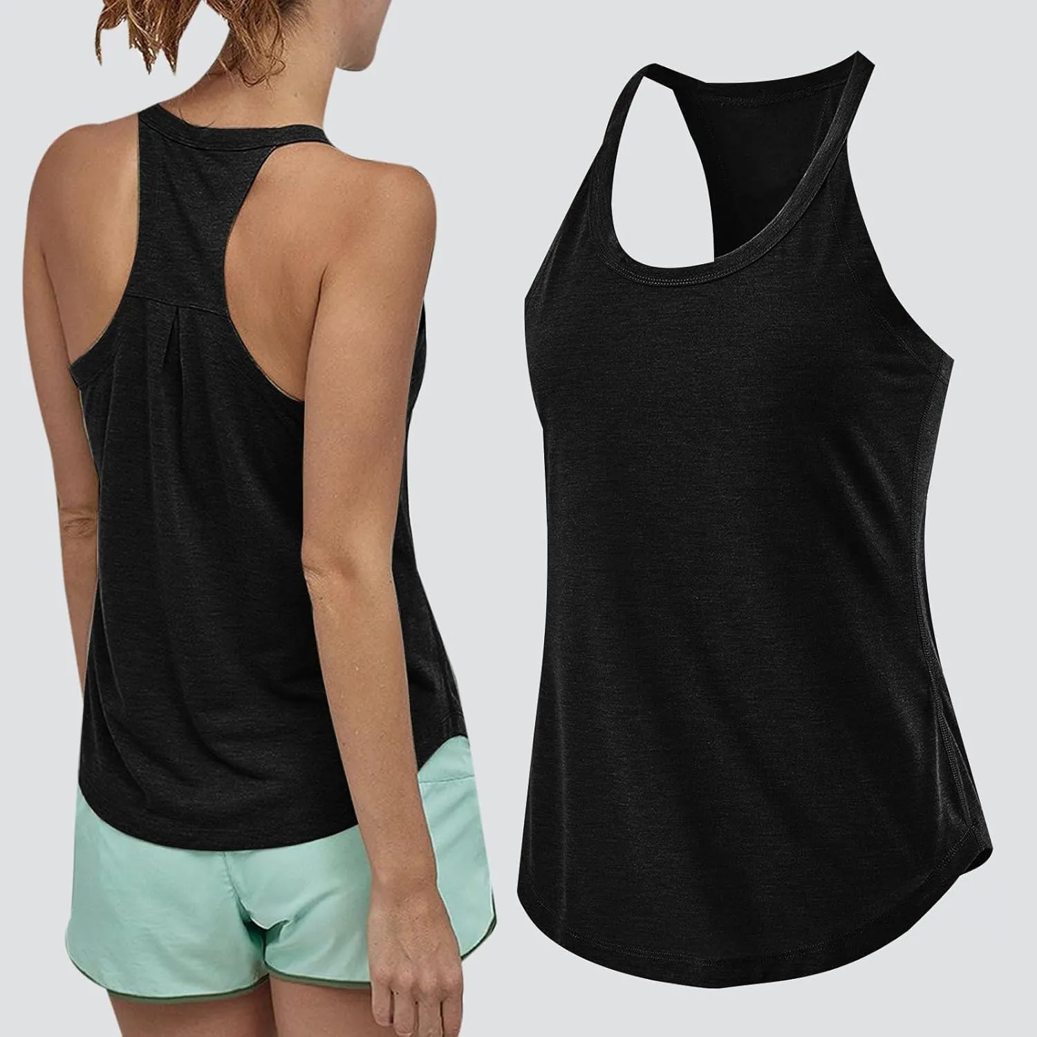 Women's Workout Tops Racerback Sleeveless Loose Fit Tank Tops Athletic Running Yoga Shirts Exercise Gym Clothes