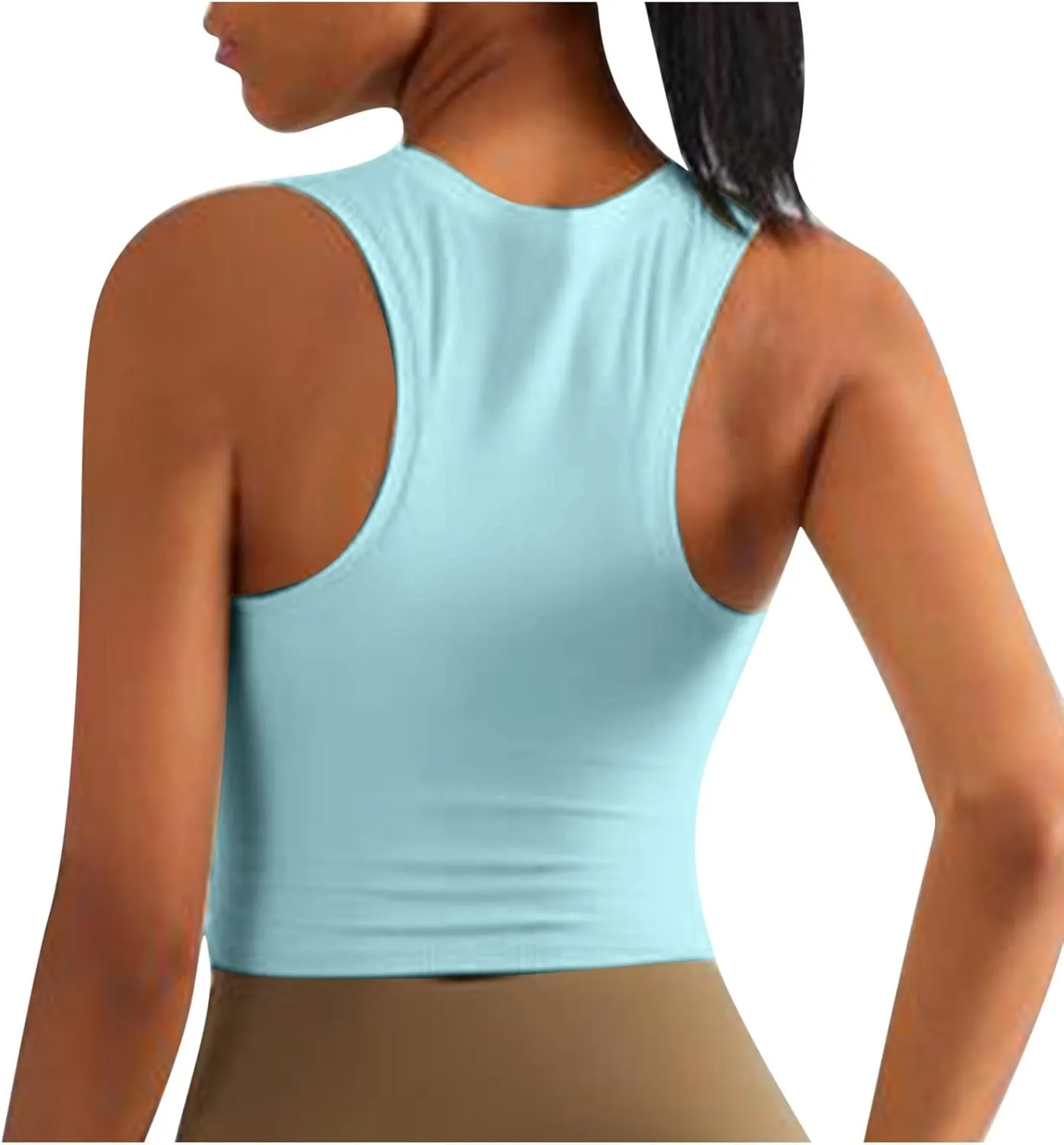 Womens Workout Tops with Built in Bra Racerback Crop Tank Top Sleeveless Athletic Yoga Shirts Sports Gym Clothes