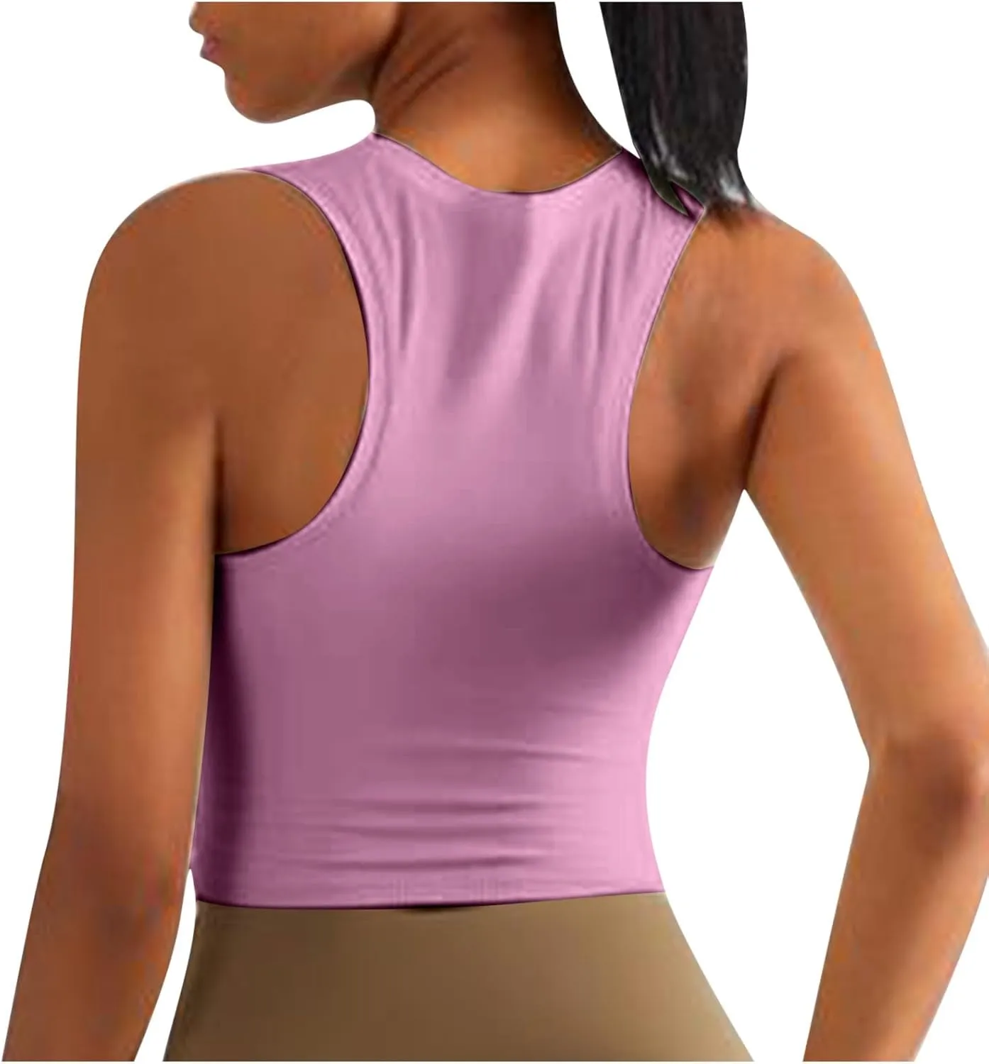 Womens Workout Tops with Built in Bra Racerback Crop Tank Top Sleeveless Athletic Yoga Shirts Sports Gym Clothes