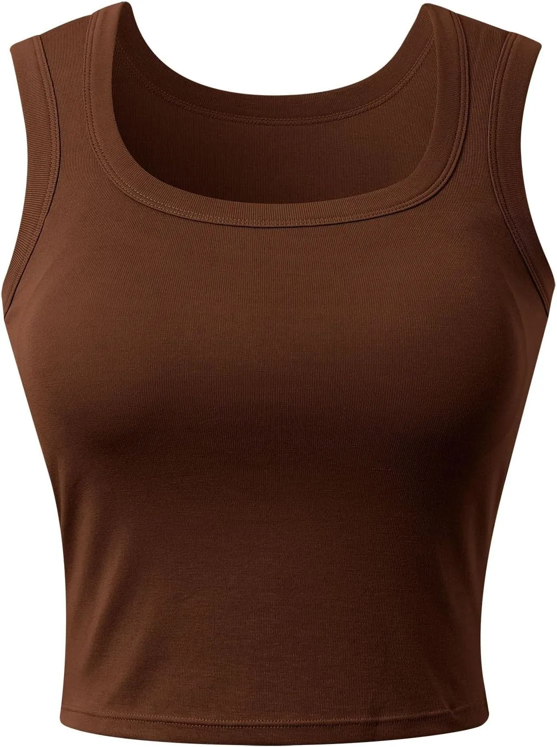 Women's Y2K Square Neck Tanks Built-in Bra Ribbed Yoga Camisoles with Breathable Mesh Gym-to-Street Crop Tops