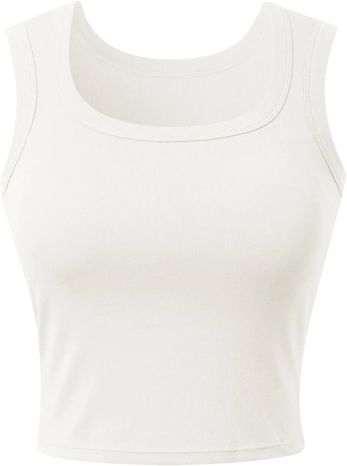 Women's Y2K Square Neck Tanks Built-in Bra Ribbed Yoga Camisoles with Breathable Mesh Gym-to-Street Crop Tops