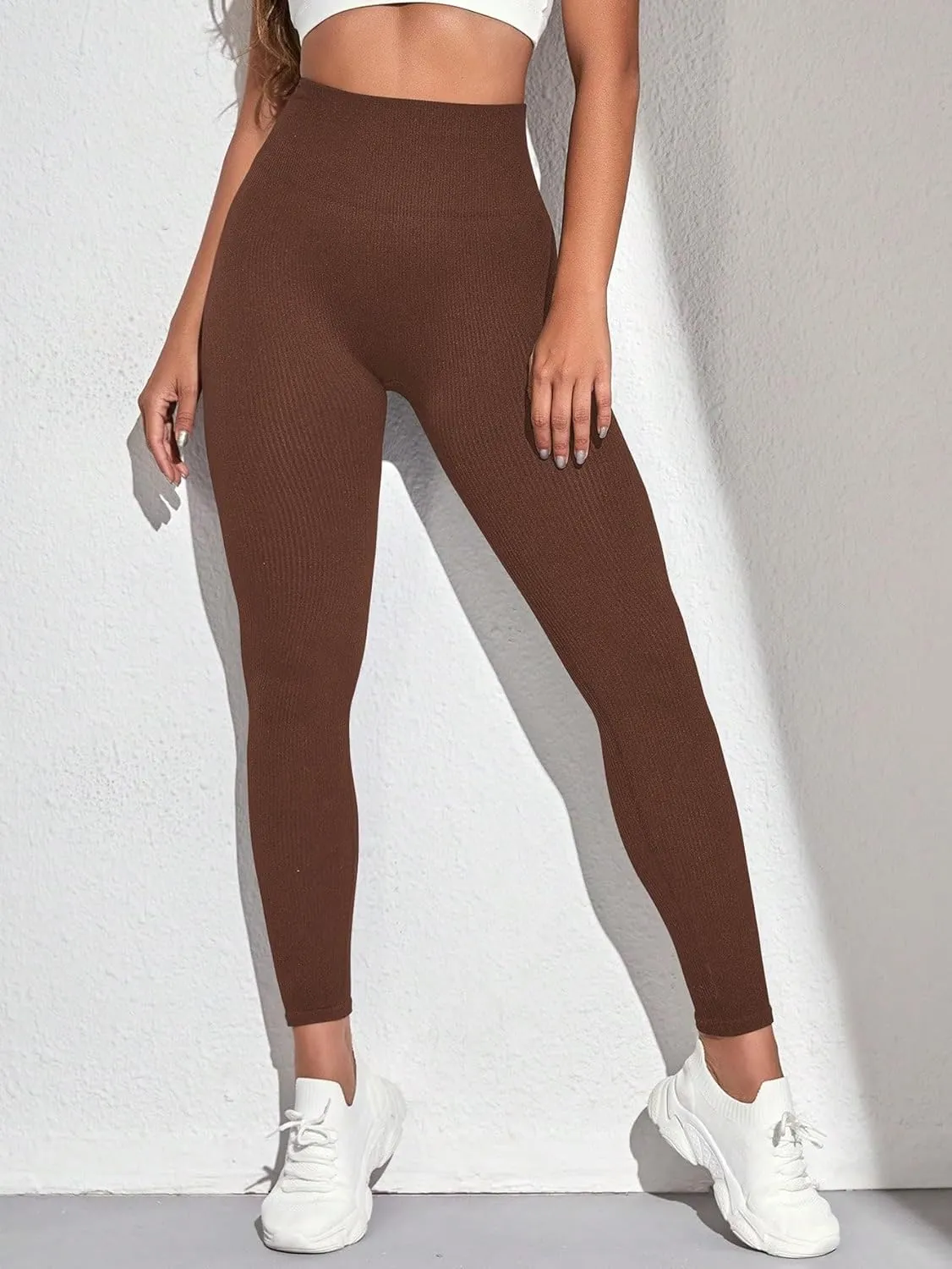 Workout Leggings for Women Tummy Control Ribbed Seamless Gym Leggings High Waist Compression Yoga Pants