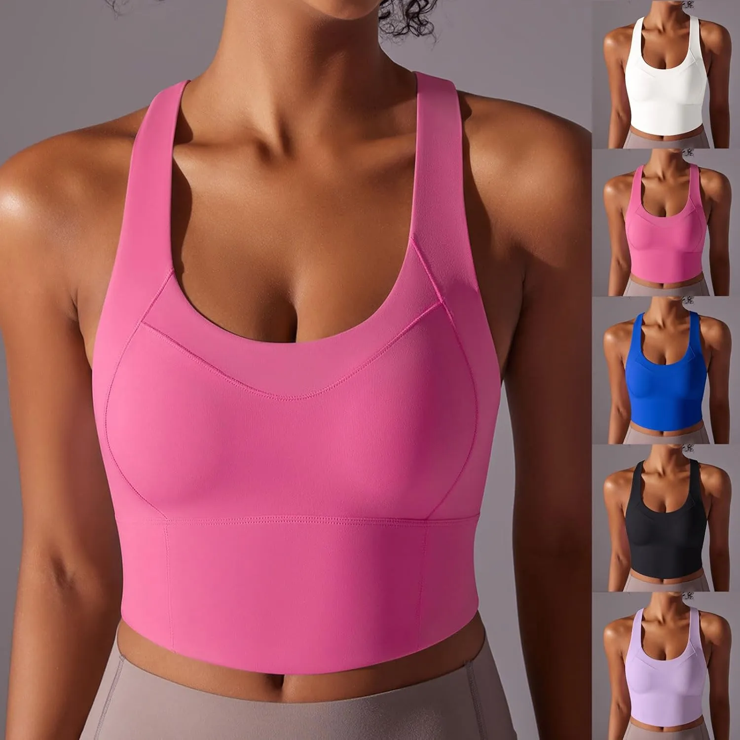 Workout Tank Tops Woman Racerback Cropped Tank Tops Sleeveless Athletic Yoga Camisole Gym Clothes with Built in Bra