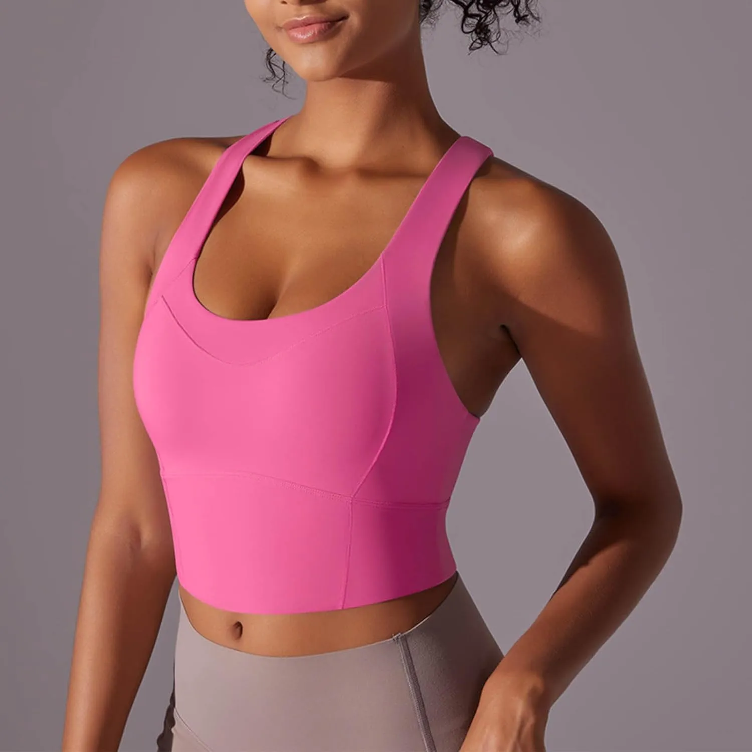 Workout Tank Tops Woman Racerback Cropped Tank Tops Sleeveless Athletic Yoga Camisole Gym Clothes with Built in Bra