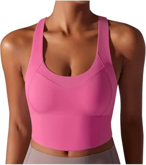 Workout Tank Tops Woman Racerback Cropped Tank Tops Sleeveless Athletic Yoga Camisole Gym Clothes with Built in Bra