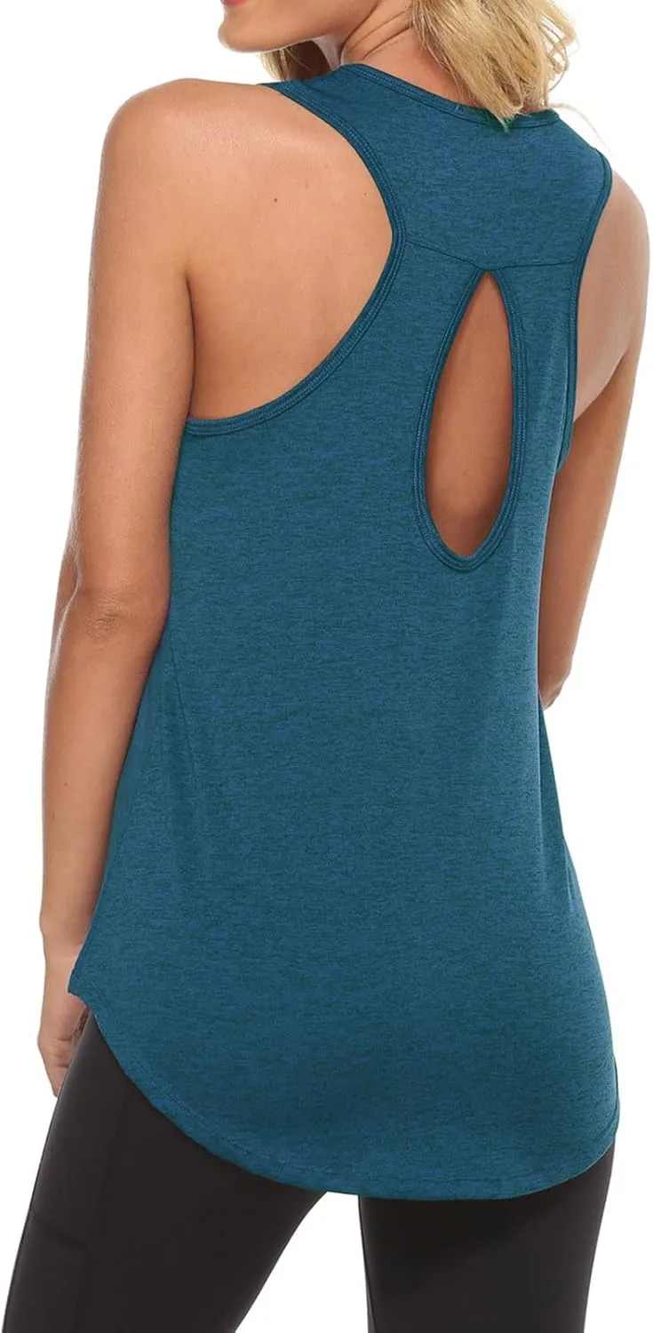 Workout Tops for Women Racerback Open Back Tank Tops Sleeveless Exercise Running Yoga Shirts Athletic Gym Clothes