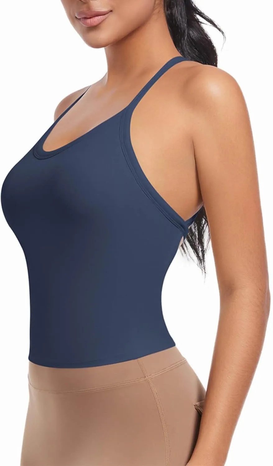 Workout Tops for Women Racerback Sleeveless Crop Tank Tops Seamless Athletic Yoga Sports Bras Running Tank Tops