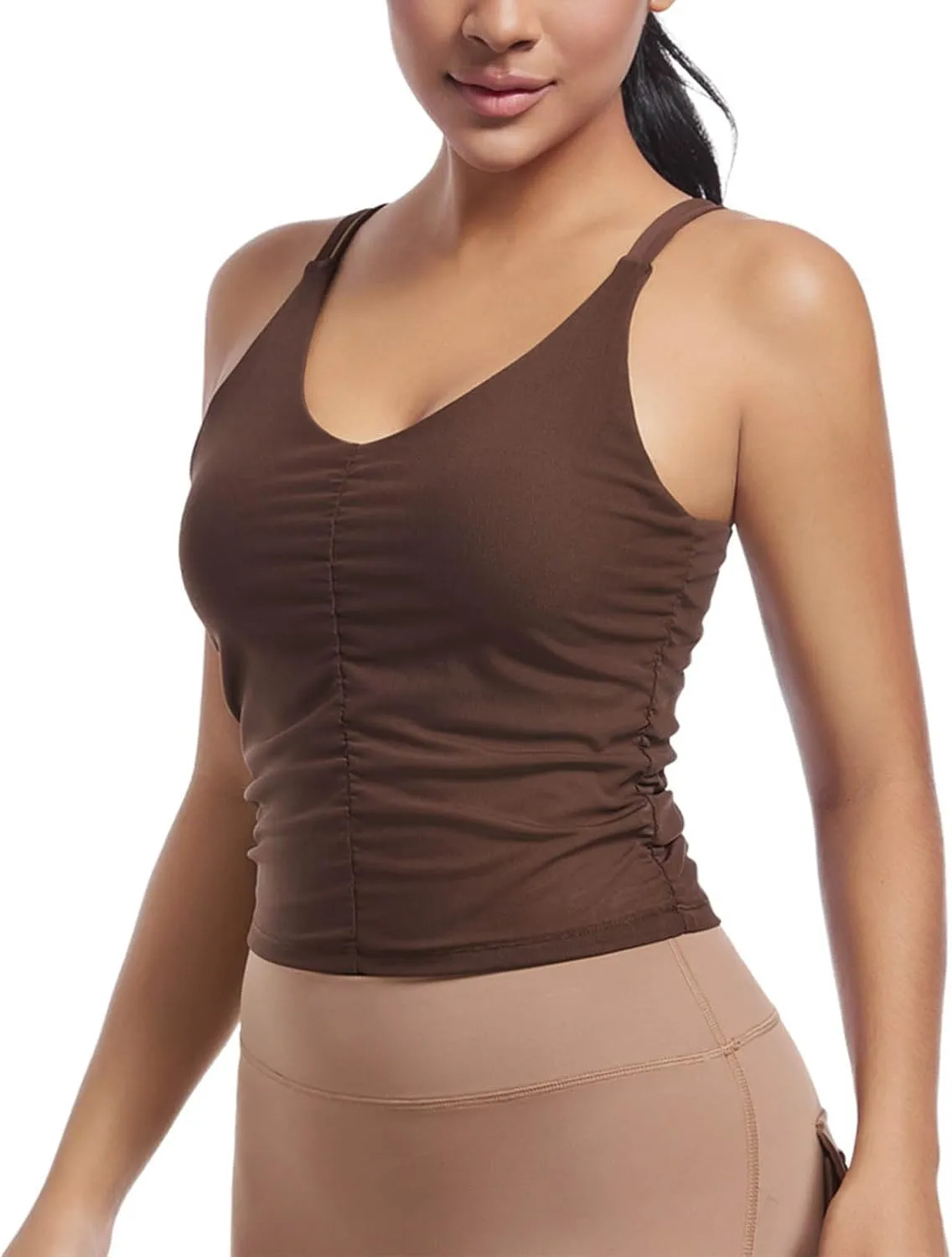 Workout Tops for Women Racerback Sleeveless Crop Tank Tops Seamless Athletic Yoga Sports Bras Running Tank Tops