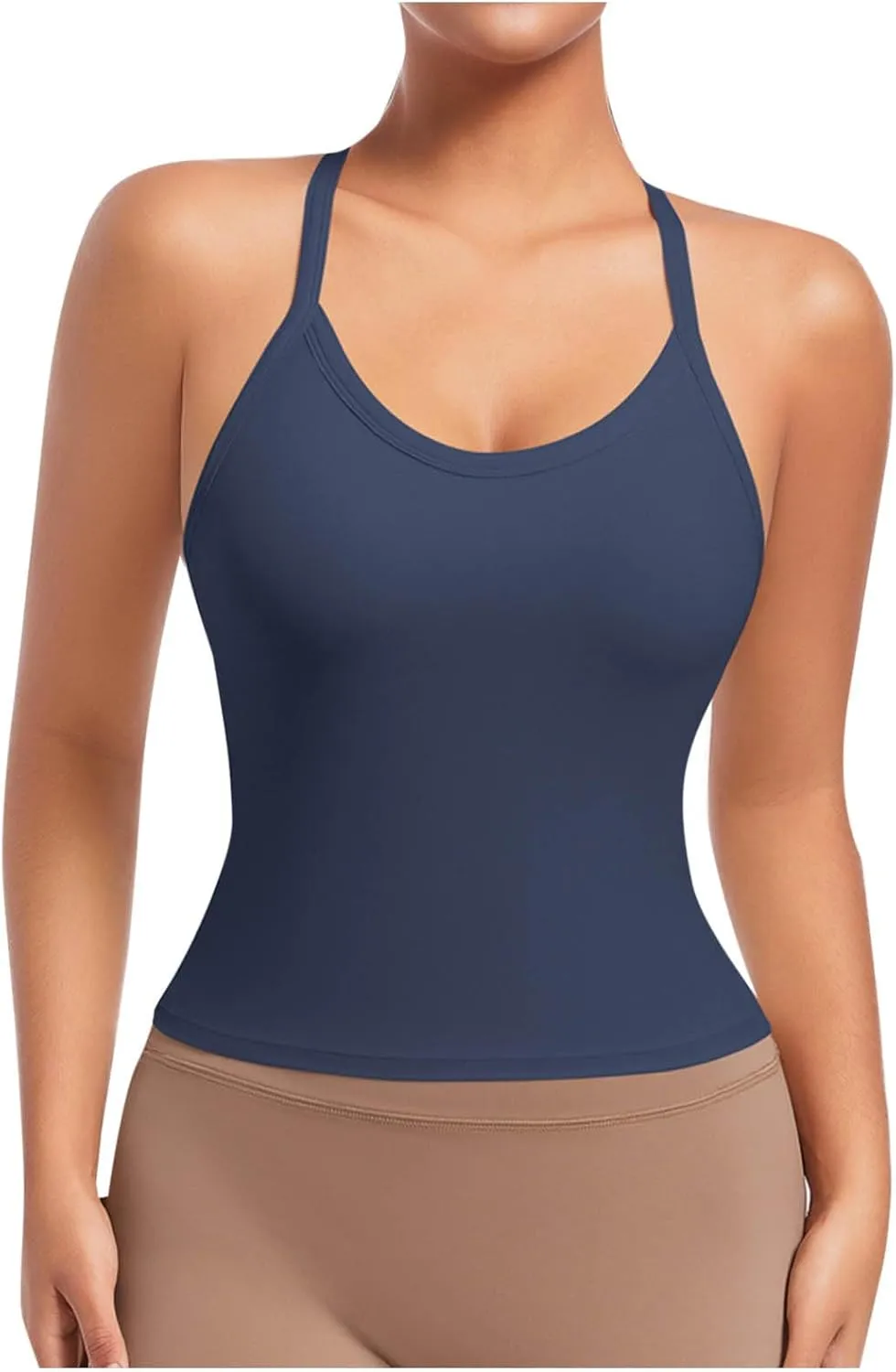 Workout Tops for Women Racerback Sleeveless Crop Tank Tops Seamless Athletic Yoga Sports Bras Running Tank Tops