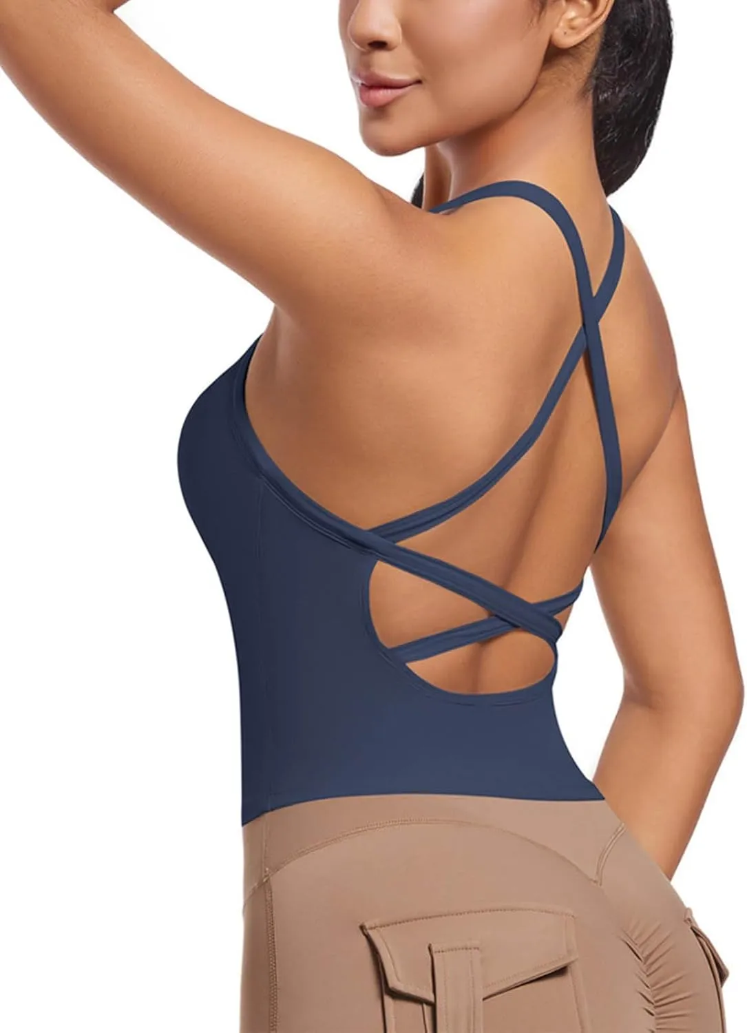Workout Tops for Women Racerback Sleeveless Crop Tank Tops Seamless Athletic Yoga Sports Bras Running Tank Tops
