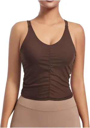 Workout Tops for Women Racerback Sleeveless Crop Tank Tops Seamless Athletic Yoga Sports Bras Running Tank Tops