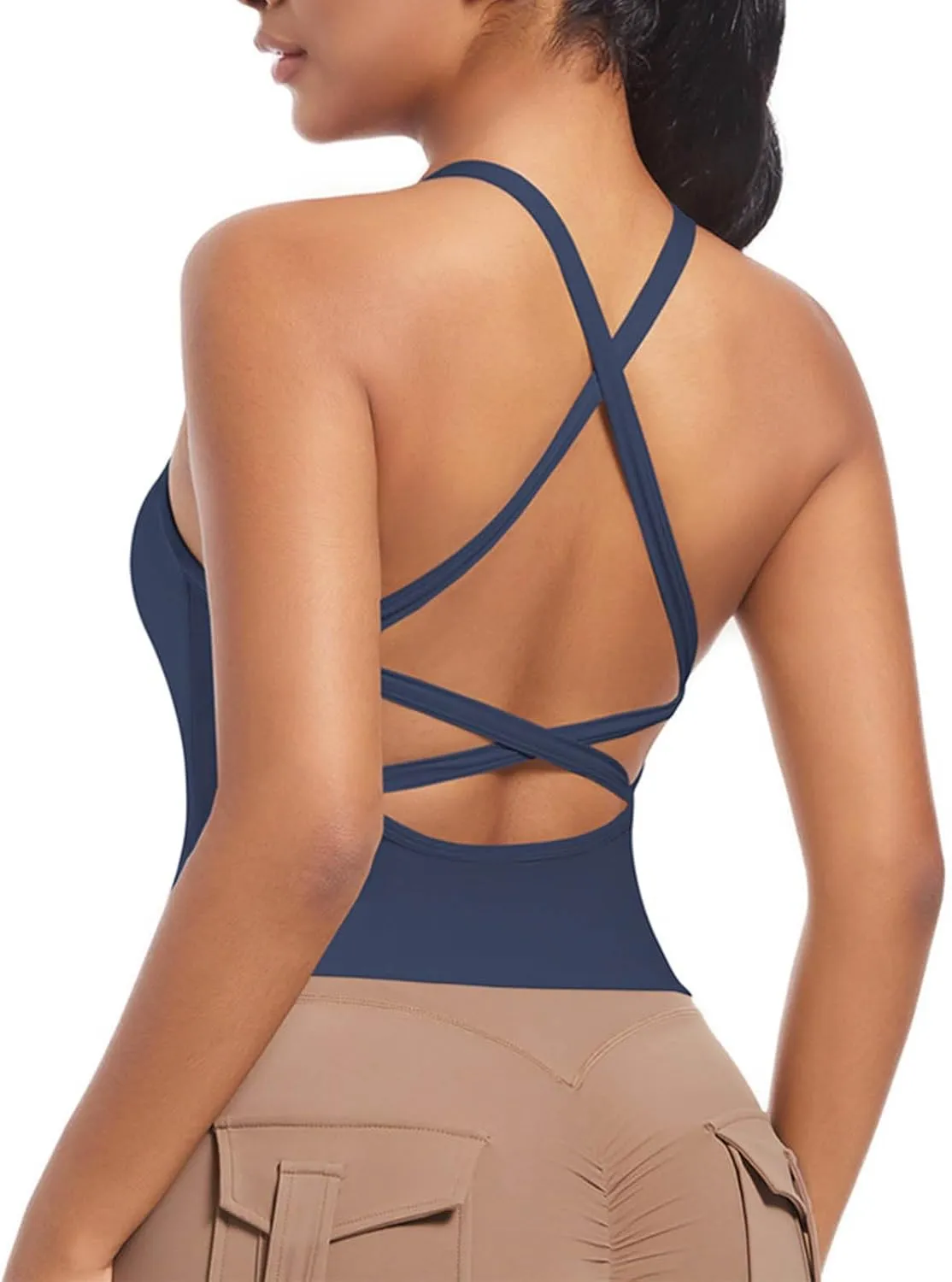 Workout Tops for Women Racerback Sleeveless Crop Tank Tops Seamless Athletic Yoga Sports Bras Running Tank Tops