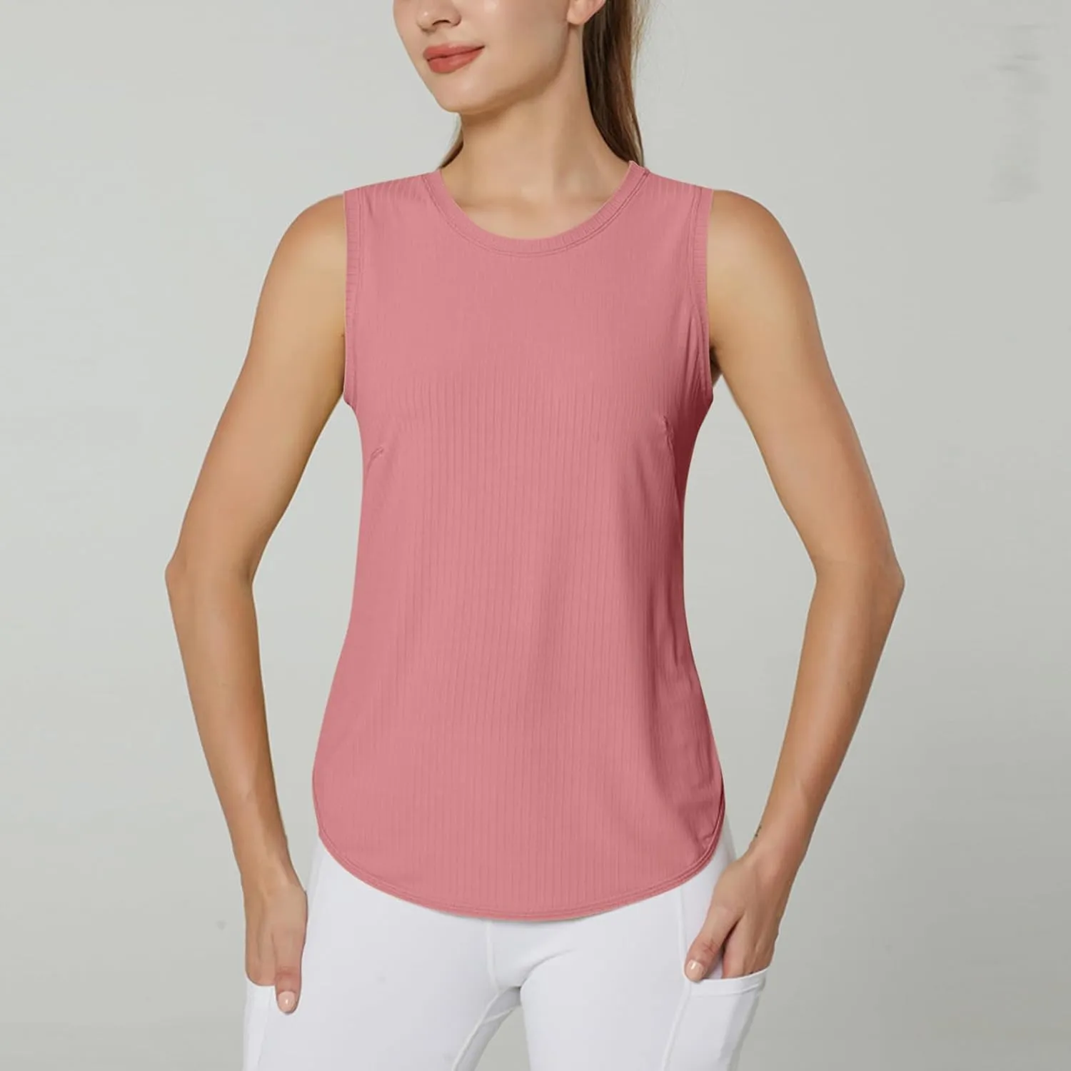 Workout Tops for Women Racerback Sports Athletic Tank Tops Sleeveless Loose Fit Yoga Shirts Running Gym Clothes